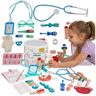 Drevená lekárska súprava + medvedík DOKTOR ZUBNÝ LEKÁR VETERINÁR Drevená lekárska súprava + medvedík DOKTOR ZUBNÝ LEKÁR VETERINÁR