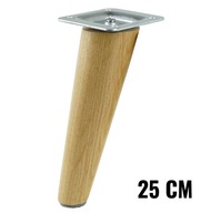 1x Šikmá lakovaná dubová noha s 25 cm plechom 1x Šikmá lakovaná dubová noha s 25 cm plechom