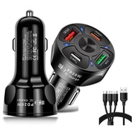 RÝCHLA NABÍJAČKA DO AUTO 4xUSB QC PD + KÁBL RÝCHLA NABÍJAČKA DO AUTO 4xUSB QC PD + KÁBL