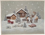 Obrúsok 40x50 cm ZIMNÝ TANIER GOBELÍN BÉŽOVÝ JELEN VEĽKÝ VÝBER VZOROV Obrúsok 40x50 cm ZIMNÝ TANIER GOBELÍN BÉŽOVÝ JELEN VEĽKÝ VÝBER VZOROV