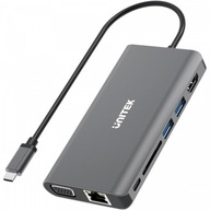 Unitek HUB 8-v-1 D1019A USB3.1 Type-C + 2xUSB + HDM