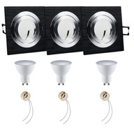 3x stropné svietidlo štvorcové + 3xGU10 stud 3x stropné svietidlo štvorcové + 3xGU10 stud