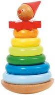 Drevená pyramída Klaun Goki, hračky pre dvojročné deti, drevená veža