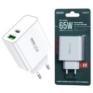 Nástenná nabíjačka rýchla a výkonná Remax 65W GaN PD QC USB + USB-C Type-C Nástenná nabíjačka rýchla a výkonná Remax 65W GaN PD QC USB + USB-C Type-C