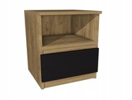 Nočný stolík z dubového dreva Craft, čierna zásuvka 45x45cm