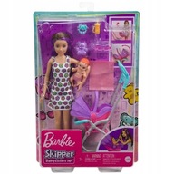 Bábika Barbie Skipper, opatrovateľka + bábätko + kočík