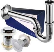 Sifón na umývadlo, bidet, rúrkový chróm + zacvakovacia zátka Sifón na umývadlo, bidet, rúrkový chróm + zacvakovacia zátka