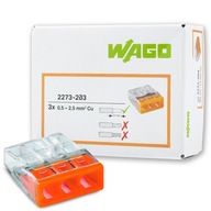 SET 100X Quick Connect Inštalačný konektor 2,5 mm x 3 2273-203 WAGO SET 100X Quick Connect Inštalačný konektor 2,5 mm x 3 2273-203 WAGO