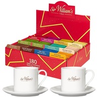 Sir William's Tea 180 čajov v červenej krabičke a 2 šálky 220 ml + podšálky