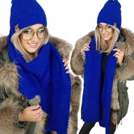 WARM Set HAT + WOOL SCARF dámsky hrubý zimný šál POLISH