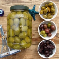 Grécke chalkidiki olivy s mandľami 900g netto