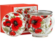 Porcelánový hrnček s nálevníkom a vrchnákom na BYLINKOVÝ ČAJ 480 ml - MAK Porcelánový hrnček s nálevníkom a vrchnákom na BYLINKOVÝ ČAJ 480 ml - MAK