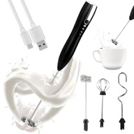 Elektrický USB napeňovač mlieka Nabíjateľný s 3 mixovacími hlavami Elektrický USB napeňovač mlieka Nabíjateľný s 3 mixovacími hlavami