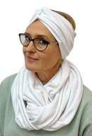 Široká poloturbanová čelenka, biela, Eva Design