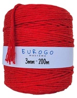 Bavlnená makrama struna Twisty Ecological Eco Red 200 m 3 mm Bavlnená makrama struna Twisty Ecological Eco Red 200 m 3 mm