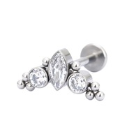 PIERCING Náušnica Labret s ozdobným uzáverom, zirkóny Conch Helix TYTAN 1,2/8 PIERCING Náušnica Labret s ozdobným uzáverom, zirkóny Conch Helix TYTAN 1,2/8