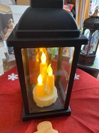 Vianočné ozdoby lampáš čierne sviečky