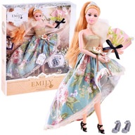 Bábika Emily v spoločenských šatách, súprava elegantných topánok