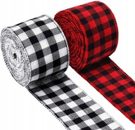 2 rolky Vianočné stuhy Kostkovaná látka DIY 2 rolky Vianočné stuhy Kostkovaná látka DIY