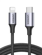 Ugreen USB-C Lightning kábel APPLE CARPLAY 1,5m čierny rovný PD 20W s MFI Ugreen USB-C Lightning kábel APPLE CARPLAY 1,5m čierny rovný PD 20W s MFI