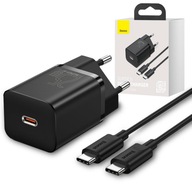BASEUS RÝCHLA SIEŤOVÁ NABÍJAČKA USB-C UNIVERZÁLNY VÝKONNÝ 25 W 3A kábel USB-C BASEUS RÝCHLA SIEŤOVÁ NABÍJAČKA USB-C UNIVERZÁLNY VÝKONNÝ 25 W 3A kábel USB-C