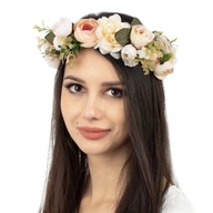 BOHO venček na hlavu, kvety, KRÉMOVÁ svadba, PIVONIE BOHO venček na hlavu, kvety, KRÉMOVÁ svadba, PIVONIE