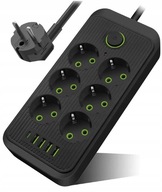 NAPÁJACÍ pásik PREDLŽOVACÍ KÁBEL 2m 6 zásuviek + 4x USB NAPÁJACÍ pásik PREDLŽOVACÍ KÁBEL 2m 6 zásuviek + 4x USB
