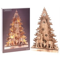 DREVENÝ vianočný stromček, slávnostné, svietiace, dekoratívne, ozdobné svetielka, 38 cm