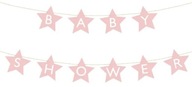 Banner s nápisom baby shower, svetloružové hviezdy 29 Banner s nápisom baby shower, svetloružové hviezdy 29