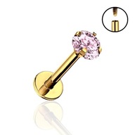 Titanium GOLD Labret s ružovým zirkónom 1,2/6/4 Titanium GOLD Labret s ružovým zirkónom 1,2/6/4