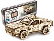 Drevené 3D puzzle mechanické policajné auto Drevené 3D puzzle mechanické policajné auto