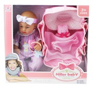 Bábika pre bábätko v nosiči, 25 cm sklenené očká