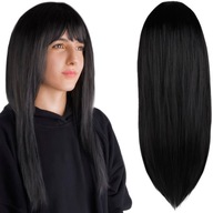 Parochňa dlhé rovné husté vlasy s ofinou v čiernej farbe