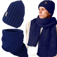 VLNA hrubá PÁNSKY SET ČIAPKA + ŠÁLKA teplý zimný šál PREMIUM