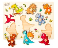 SMILY PLAY Drevené puzzle s rúčkami dinosaurov