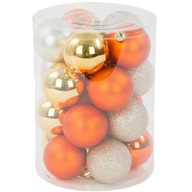 Nerozbitné ozdoby na vianočný stromček 6 cm, 20 kusov, mix oranžovo-zlatý