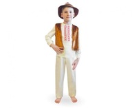 Pastiersky kostým, blúzka, nohavice, opasok, velúrová vesta, klobúk, 115-125 cm