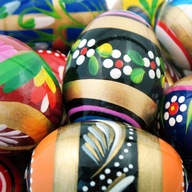 Drevené, maľované vajíčko - veľkonočné vajíčko (6 kusov)