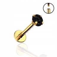 Titanium GOLD Labret s čiernym kryštálom. 1.2/6/3 Titanium GOLD Labret s čiernym kryštálom. 1.2/6/3