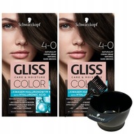 Farba na vlasy Gliss Color 4-0 Natural Dark Brown x2 + miska na kefu Farba na vlasy Gliss Color 4-0 Natural Dark Brown x2 + miska na kefu