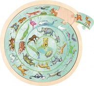 Drevené vzdelávacie puzzle Okrúhle zvieratká Drevené vzdelávacie puzzle Okrúhle zvieratká