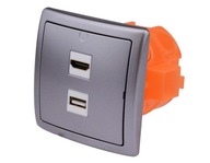 Zásuvka pod omietku 1 USB 1 HDMI Zásuvka pod omietku 1 USB 1 HDMI