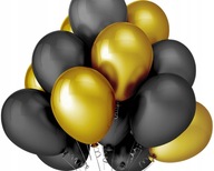Balóny stredne zlaté čierne 10 kusov Narodeniny 1-99
