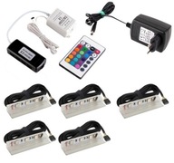 RGB LED klipy na sklenené police SET 5 bodov HIT RGB LED klipy na sklenené police SET 5 bodov HIT