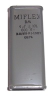 KONDENZÁTOR ___ MIFLEX ___ BM ___ 4uF 600V KONDENZÁTOR ___ MIFLEX ___ BM ___ 4uF 600V