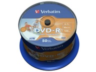 DVD-R 4,7 GB x16 potlačiteľné disky Verbatim 50 ks
