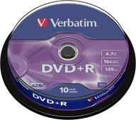 DISKY VERBATIM DVD + R 4,7GB 16x Torta 10 ks.
