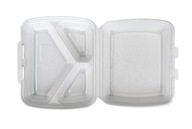 Trojdielny polystyrénový jedálenský box biely 125ks