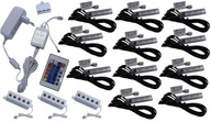 11x RGB LED klipy na sklenené police, klip SET 11x RGB LED klipy na sklenené police, klip SET