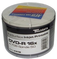 RITEK Traxdata DVD-R PRINTABLE sp.100 + obálky RITEK Traxdata DVD-R PRINTABLE sp.100 + obálky
